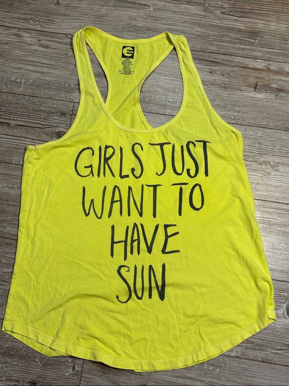 Billabong Neon Yellow Racerback Tank with Black Graphic